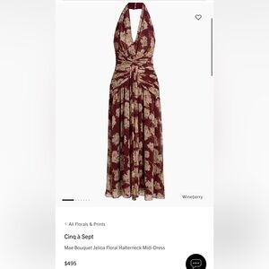 Cinq a Sept Mae Bouquet Jelica Floral Halterneck Midi Dress